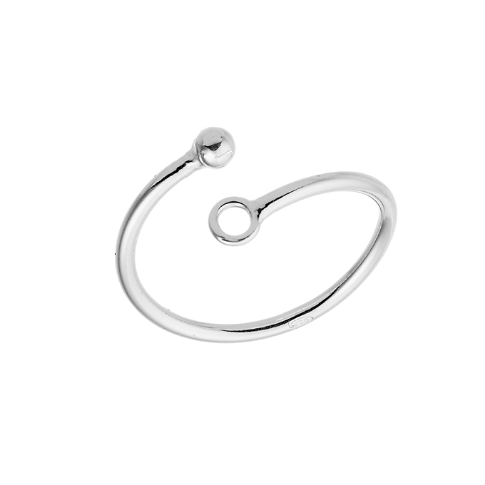 1,5mm wire open rings with pearl and ring ends (1pc)