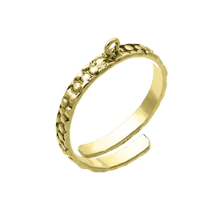 Yellow Gold 3µ – Adjustable hammered ring support, 3 mm hoop (1pc)