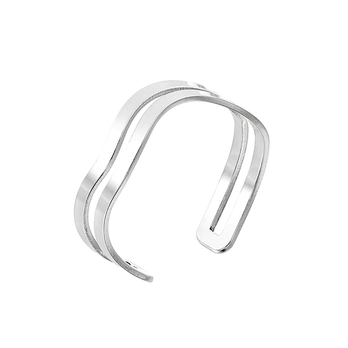 Adjustable double band wave ring (1pc)