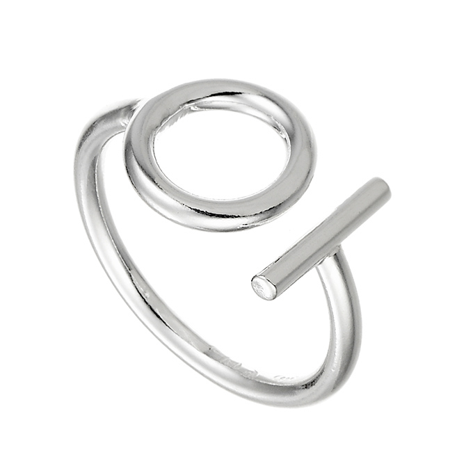 Bague réglable cercle et barrette (1pc)