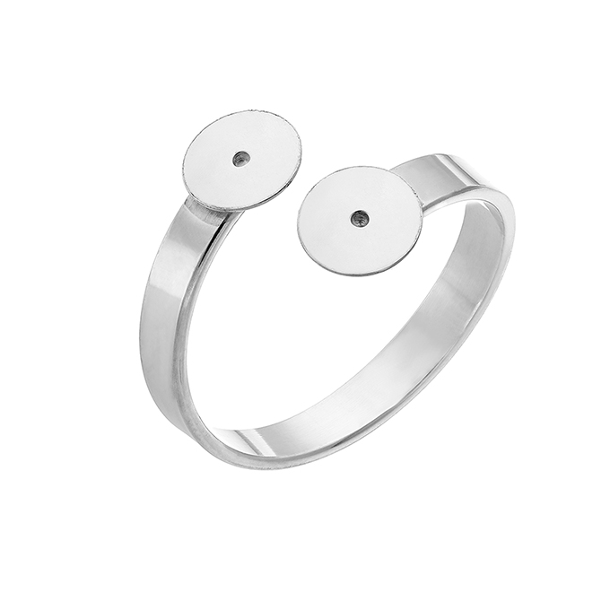 Weiss Rhodiniert – Basis Ring verstellbar Platte 3,5 mm x 6,5 mm (1Stk)
