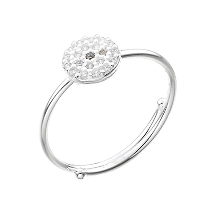 Bague réglable avec médaille zirconium blanc (1pc)