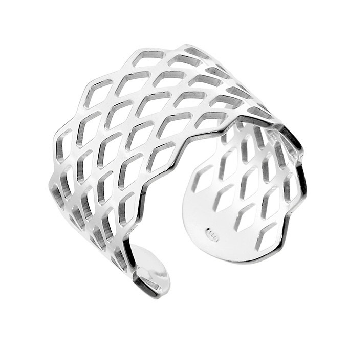 Diamond shaped openwork adjustable Ring 18mm (1pc)