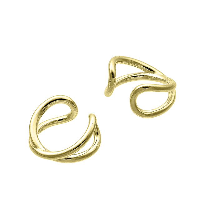 Yellow Gold 3µ – Crossed wire earrings 14mm (1pair)