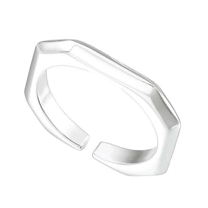 Bague réglable octogonale polis miroir (1pc)