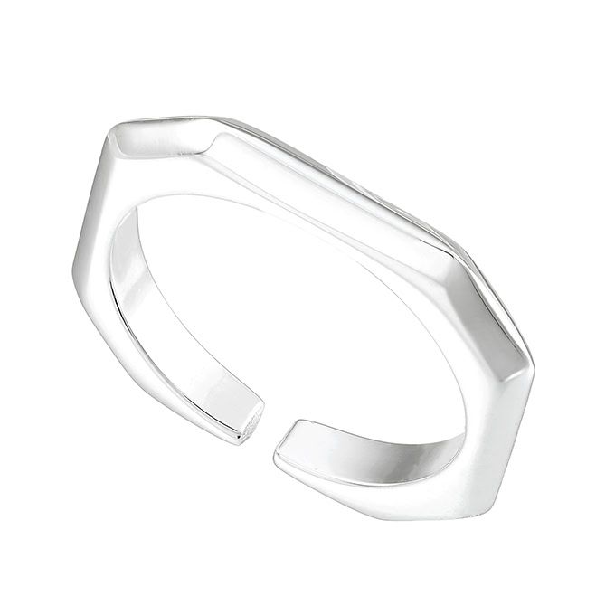 Bague réglable octogonale Taille 54 polis miroir  (1pc)