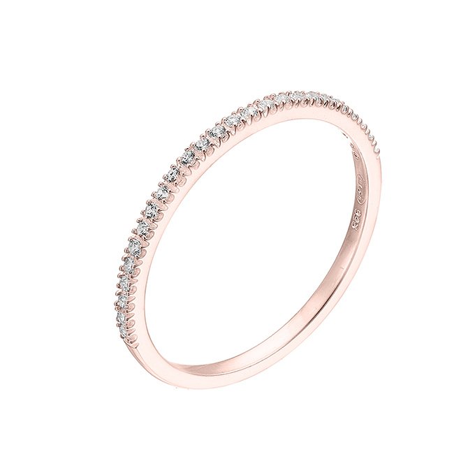 Pink Gold 1µ – Pavé cubic zirconia ring, size 52 (1pc)