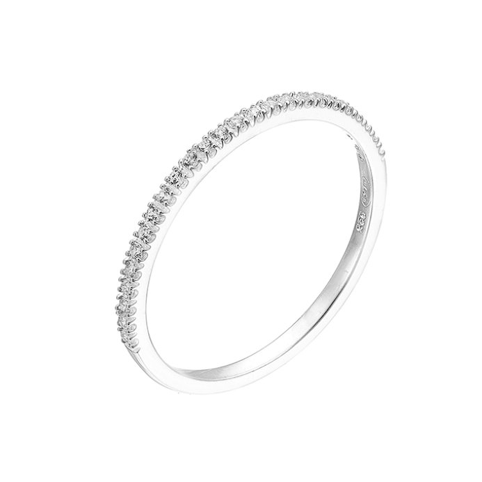 Anello fascia, pavé di zirconi cubici, misura 58 (1pz)