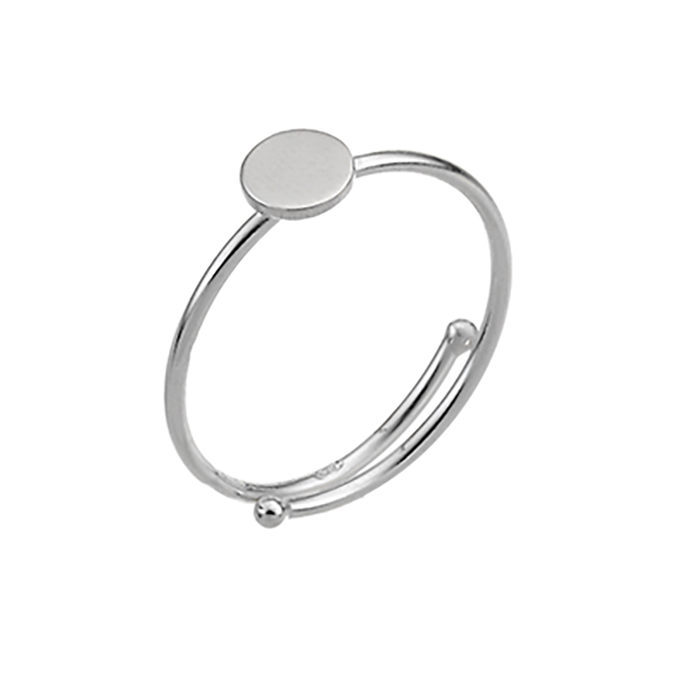 Bague réglable médaille ronde 5,5mm (1pc)