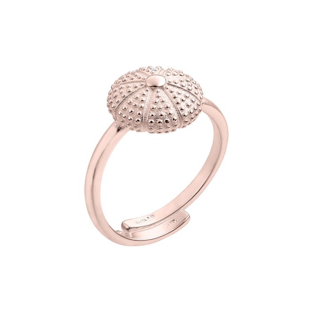 Pink Gold 1µ – 10mm adjustable sea urchin shell ring  (1pc)