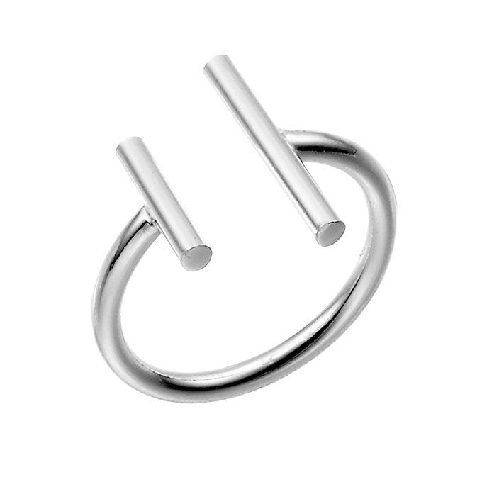 Ring with 2 bars, adjustable, 2mm wire, Size 50 (1pc)