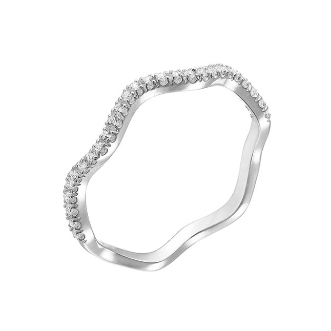 Weiss Rhodiniert – Ring Welle, Zirkonia-Pavé, Grösse 50 (1Stk)