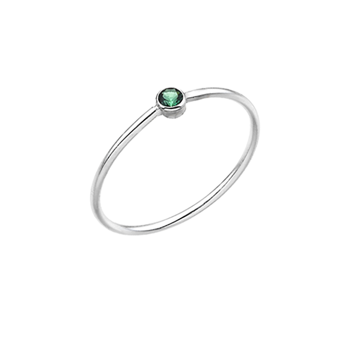 Anello liscio Taglia 48 con zircone emerald (1pz)