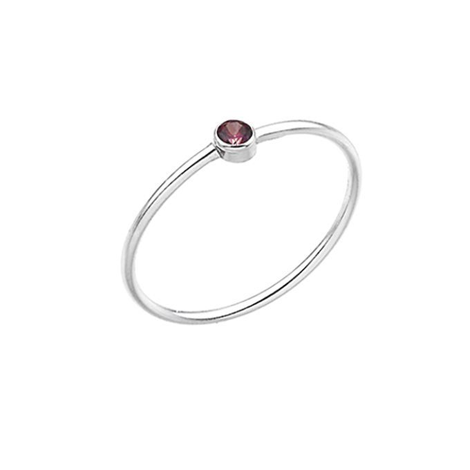 Anello liscio Taglia 48 con zircone dark red (1pz)