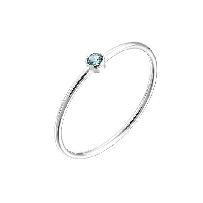 Bague lisse Taille 48 zirconium bleu paraiba (1pc)