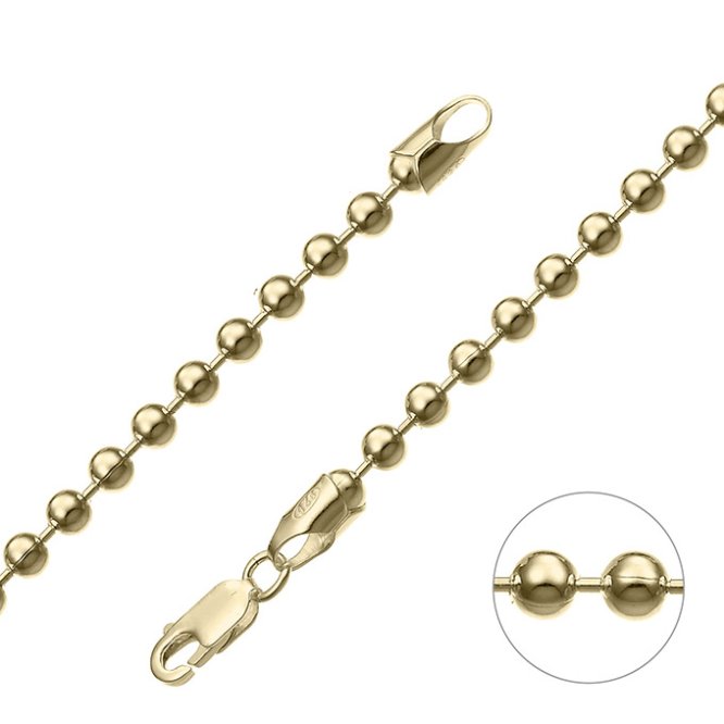 Yellow Gold 3µ – 4mm bead chain (1m)