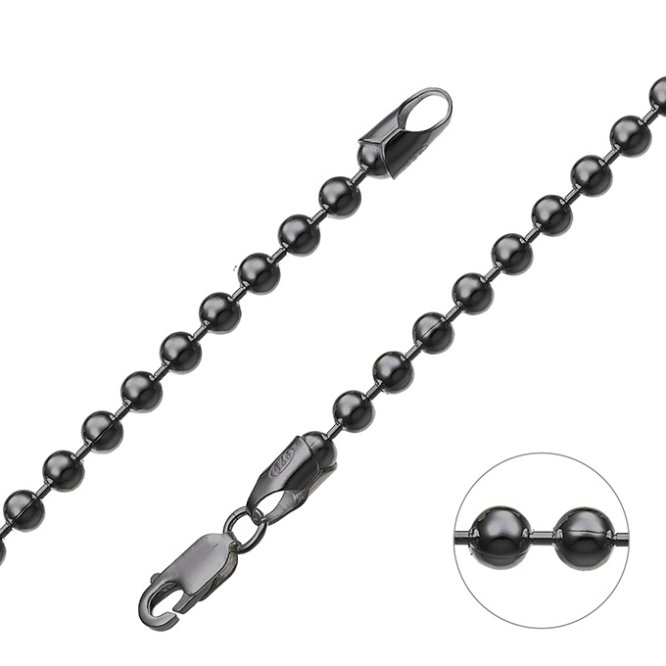 Rodiato Nero – Catena palline 4mm (1m)