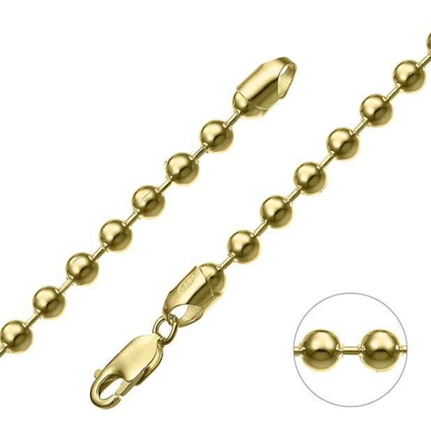 Yellow Gold 3µ – 5mm bead chain (1m)