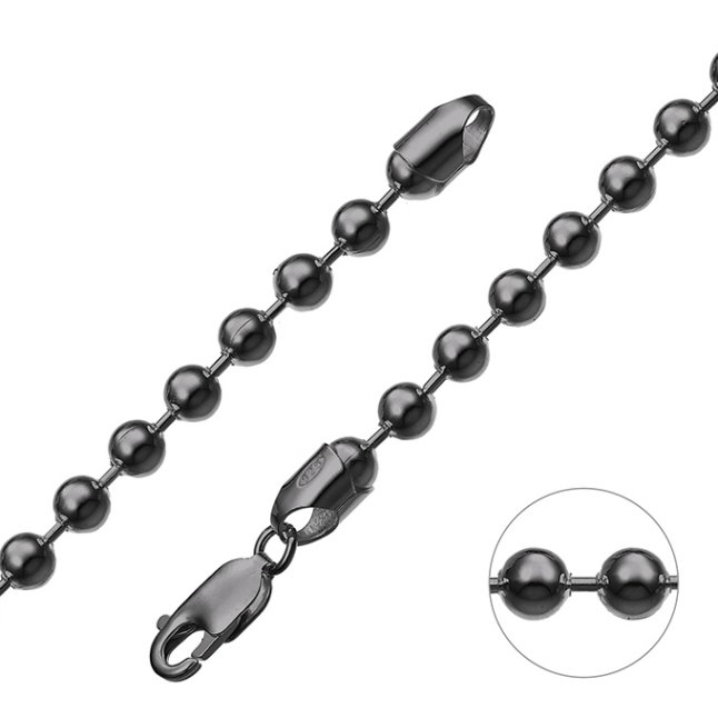 Rodiato Nero – Catena palline 5mm (1m)
