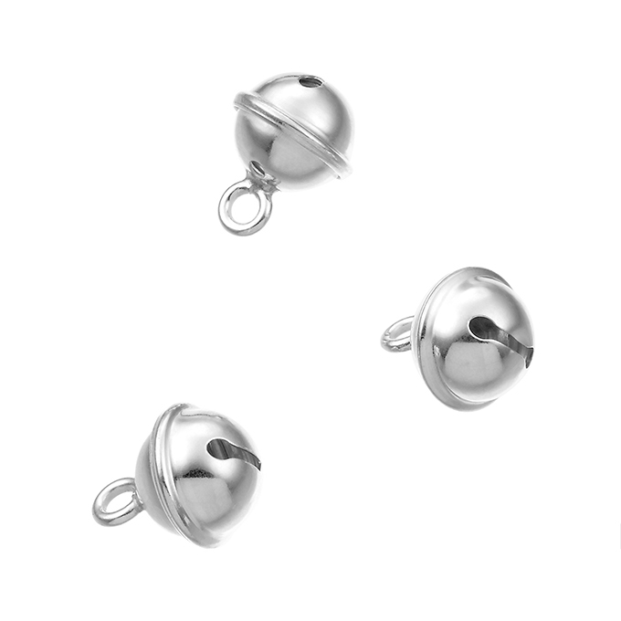 10mm round jingle bells with silver ring (5pcs)