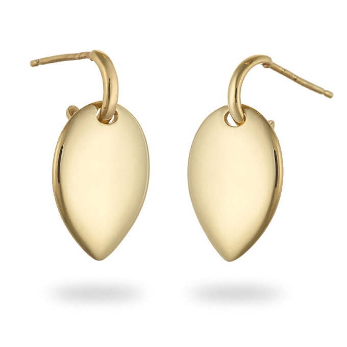 Yellow Gold 3µ – 20x15mm drop smooth earring Petra collection (1 pair)