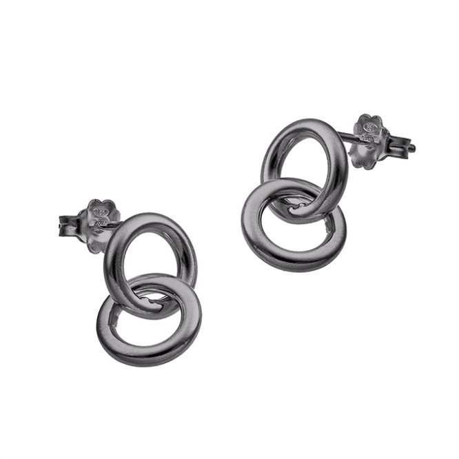 Black Rhodium – 10mm entwined hoop earrings 2mm tube (1pair)