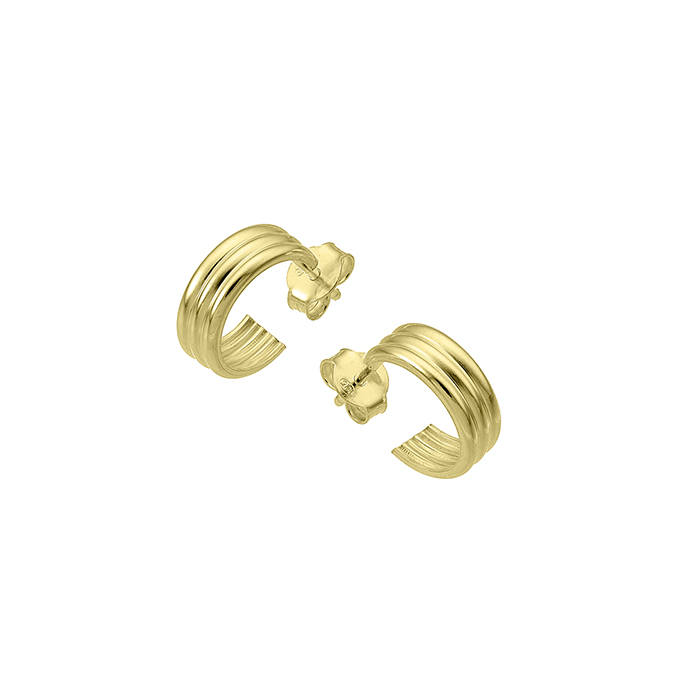 Yellow Gold 3µ – Hoop earrings 12mm 3 rows (1pair)