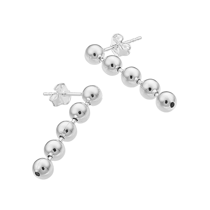 Boucles d’oreilles ligne avec 5 perles 5mm (1 paire)