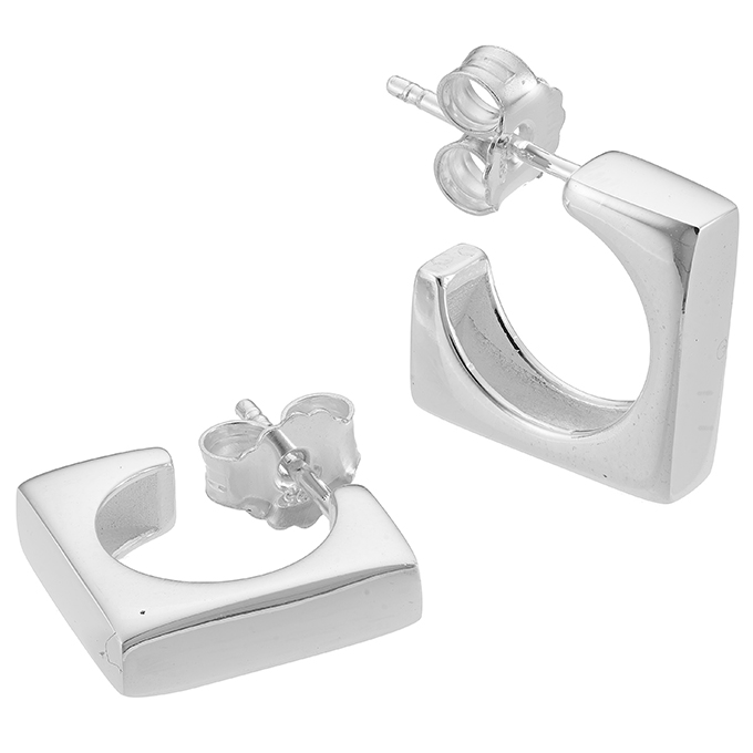 Boucles d’oreilles carré 13mm polis miroir (1paire)