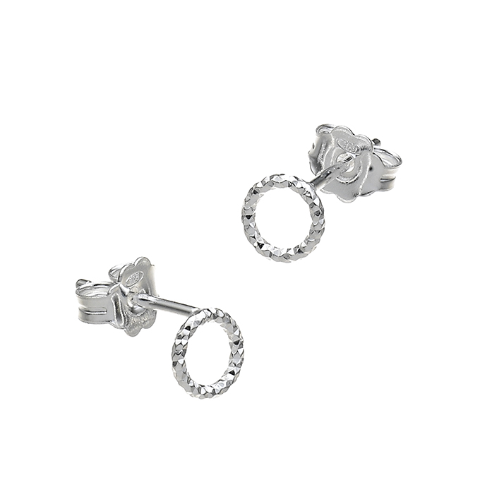 Boucles d’oreilles cercle facetté 6mm fil 1mm (1paire)