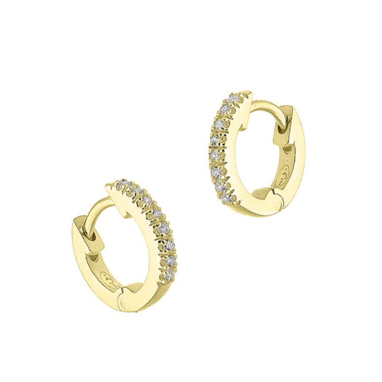 Placcato Oro 1µ – Orecchini tondo pavé di zirconi 10mm (1paio)