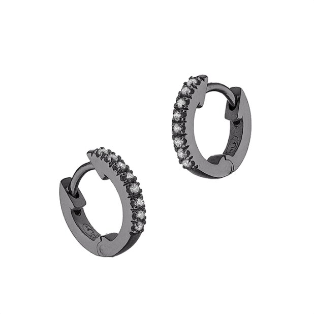 Black Rhodium – 10mm pavé cubic zirconia hoop earrings (1pair)