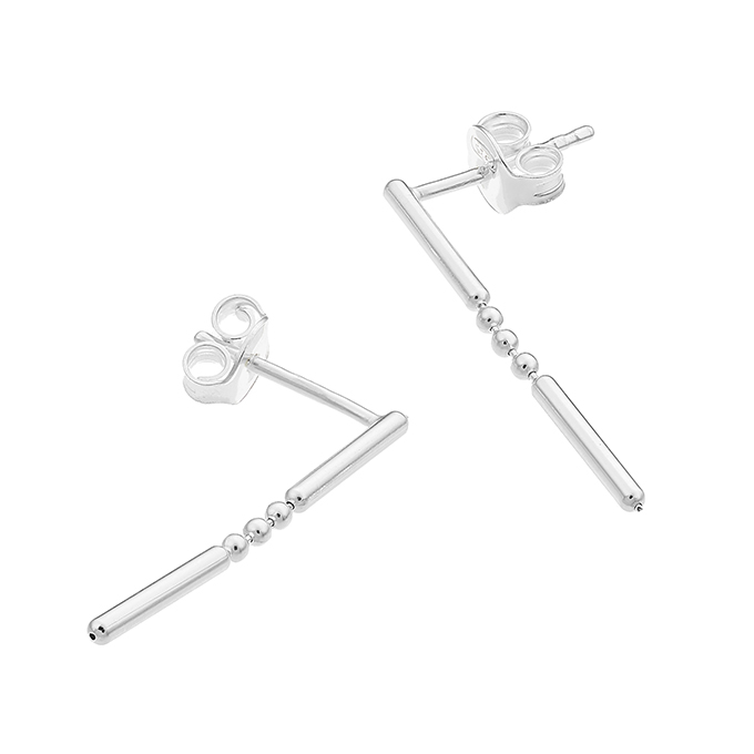 Boucles d’oreilles chaîne perles et barrettes 25mm (1paire)