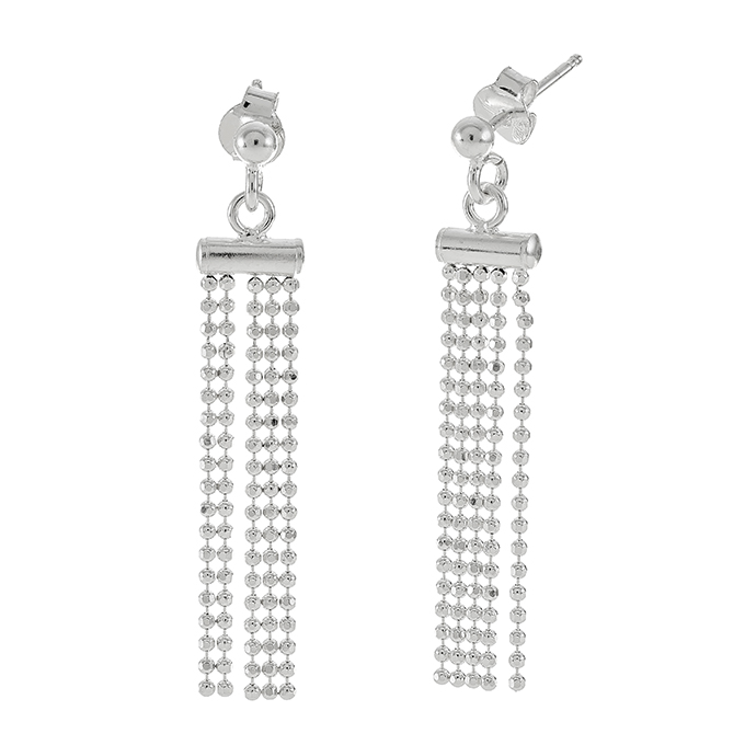 Boucles d’oreilles avec barre et 5 chaînes boules pendantes 30mm (1paire)