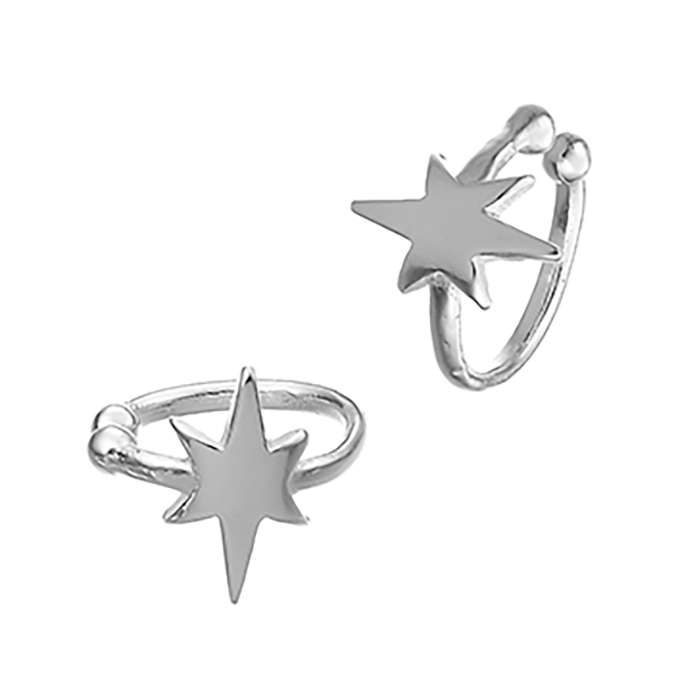 Smooth wire ear cuffs with star (1pair)