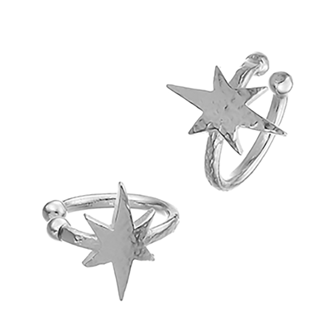 11mm hammered wire ear cuffs with star (1pair)