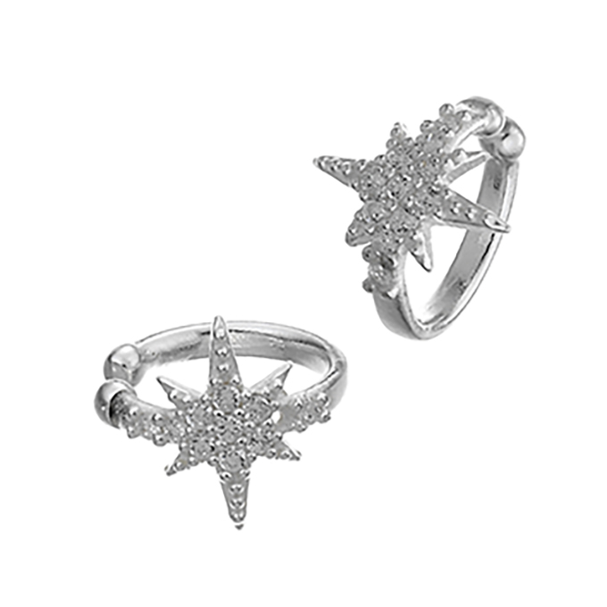 11mm ear cuffs with zirconium star (1 pair)