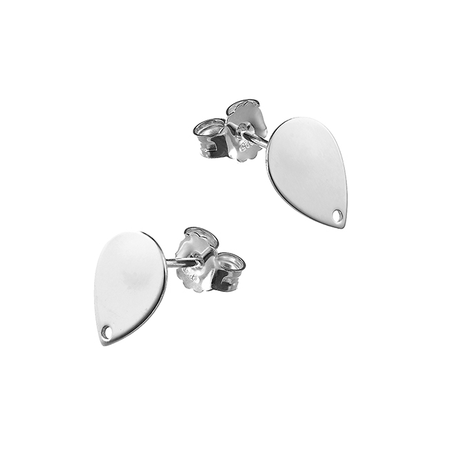 Support boucles d’oreilles goutte 8x11mm trou 1mm polis miroir (3 paires)