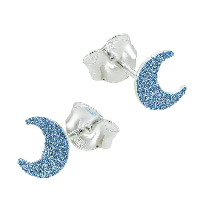 Stud earrings blue glitter star 6,5x8mm (1pair)