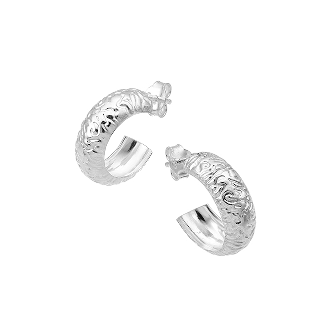 Hammered 17mm tube hoop earrings 6,5mm (1pair)