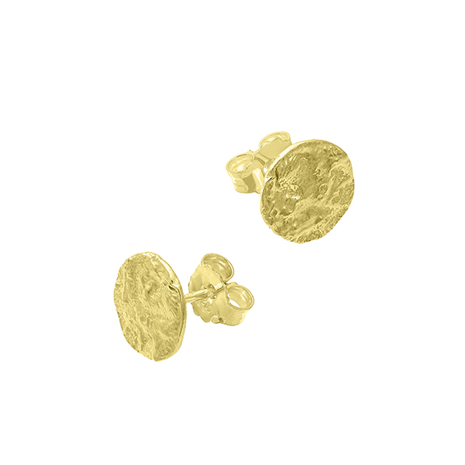 Yellow Gold 3µ – Irregular round metal earrings, 10 mm, without hole (1pair)