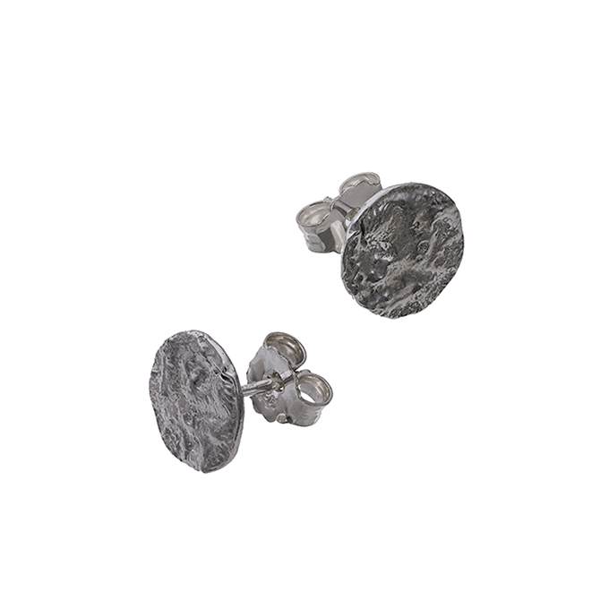 Rodiato Nero – Orecchino di forma rotonda irregolare, diametro 10mm senza foro (1paio)