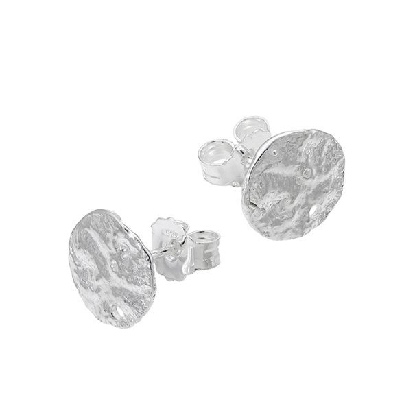 Supporto per orecchini, forma rotonda irregolare, diametro 10mm con foro (1paio)