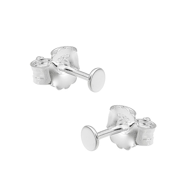 3mm round flat mirror polished stud earrings (3pairs)