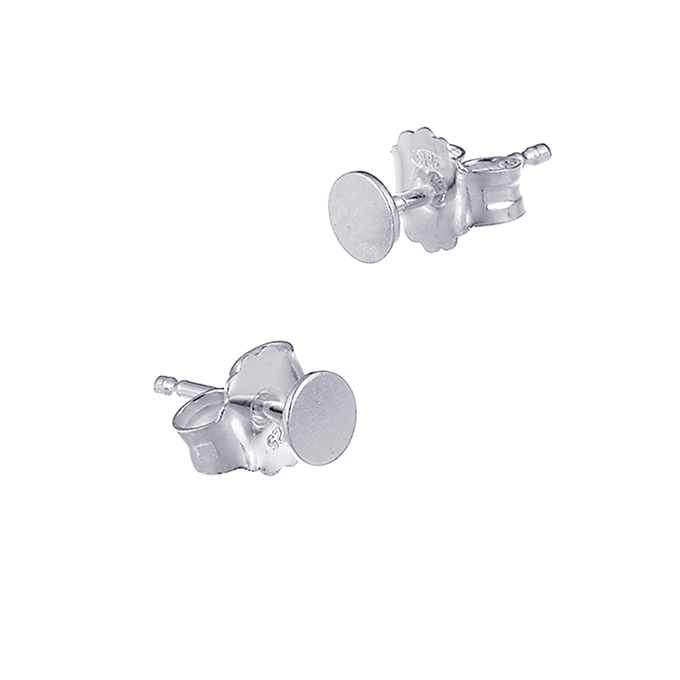 Boucles d’oreilles rond plat polis miroir 4mm (3paires)