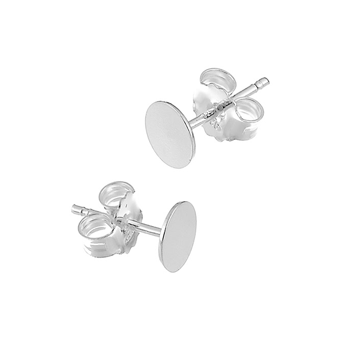 6mm round flat mirror polished stud earrings (3pairs)