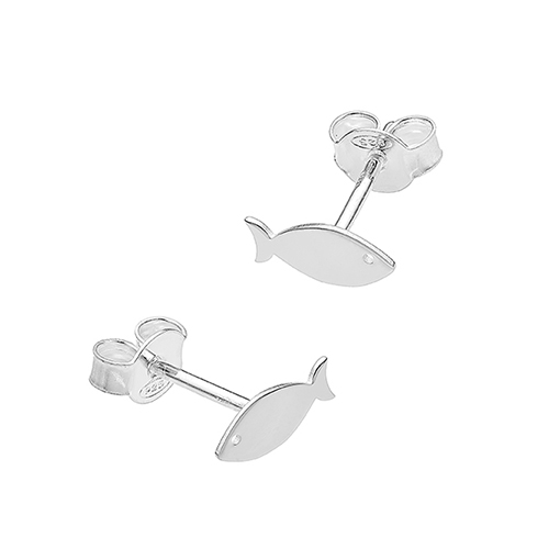 Boucles d’oreilles poisson 9x4mm polis miroir (1 paire)