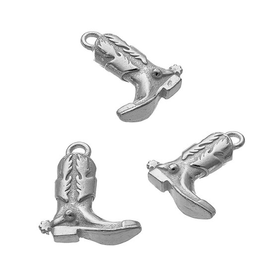 Weiss Rhodiniert – Anhänger Cowboy Stiefel mit Ring (2Stk)