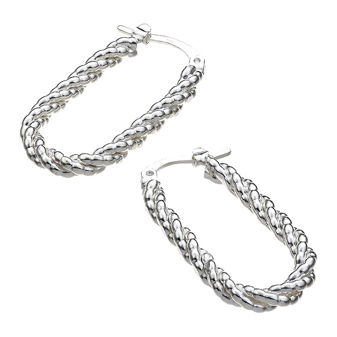 Boucles d’oreilles ovales fil perlé et torsadé 16x27mm (1paire)