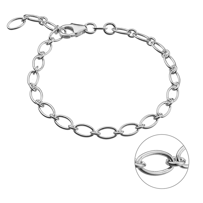 Bracelet chaîne maille ovale alternée 4,3mm 18cm (1pc)